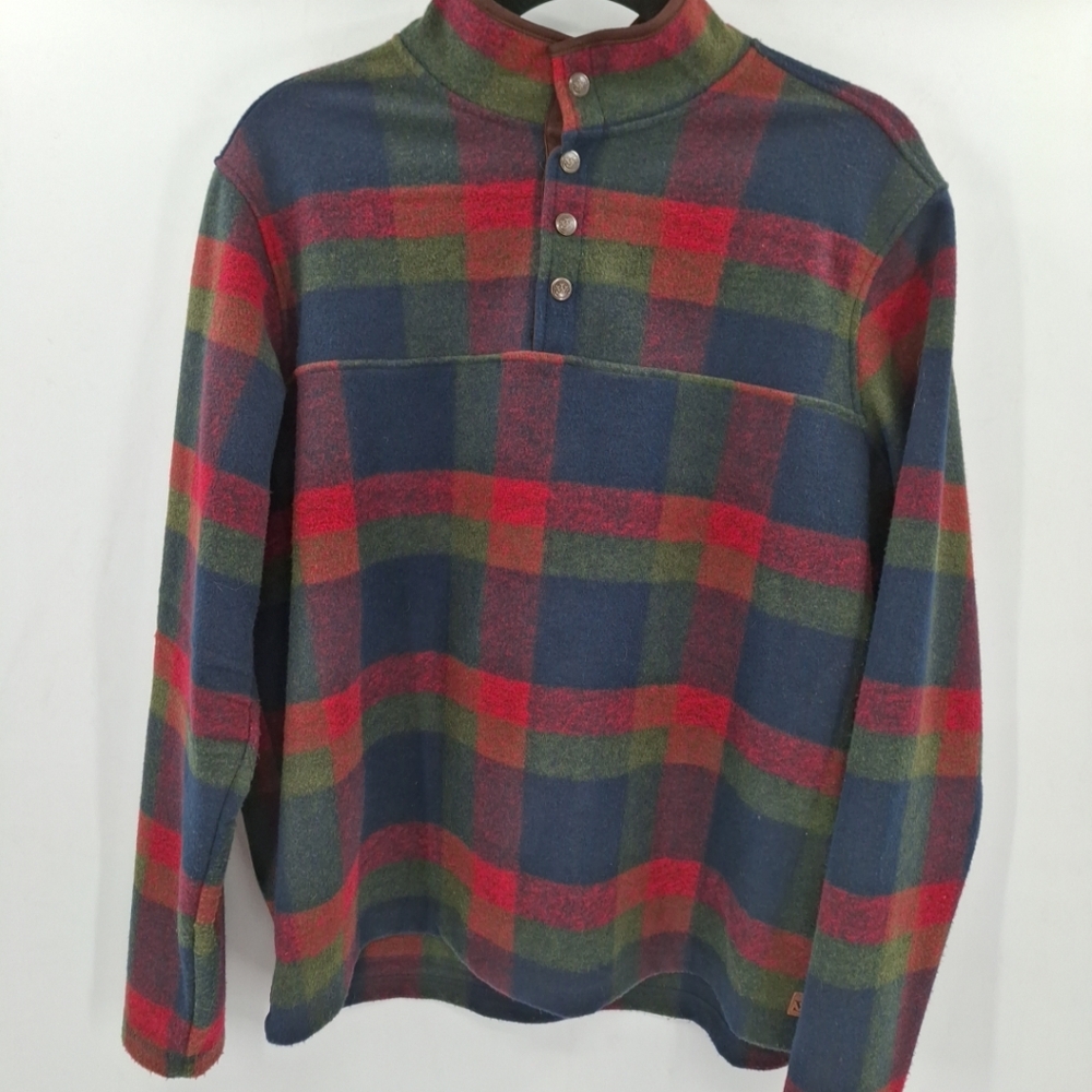 John‎ Wayne Timeless Classic Fleece 1/4 Snap Pullover Plaid Shirt Mens Size 2XL